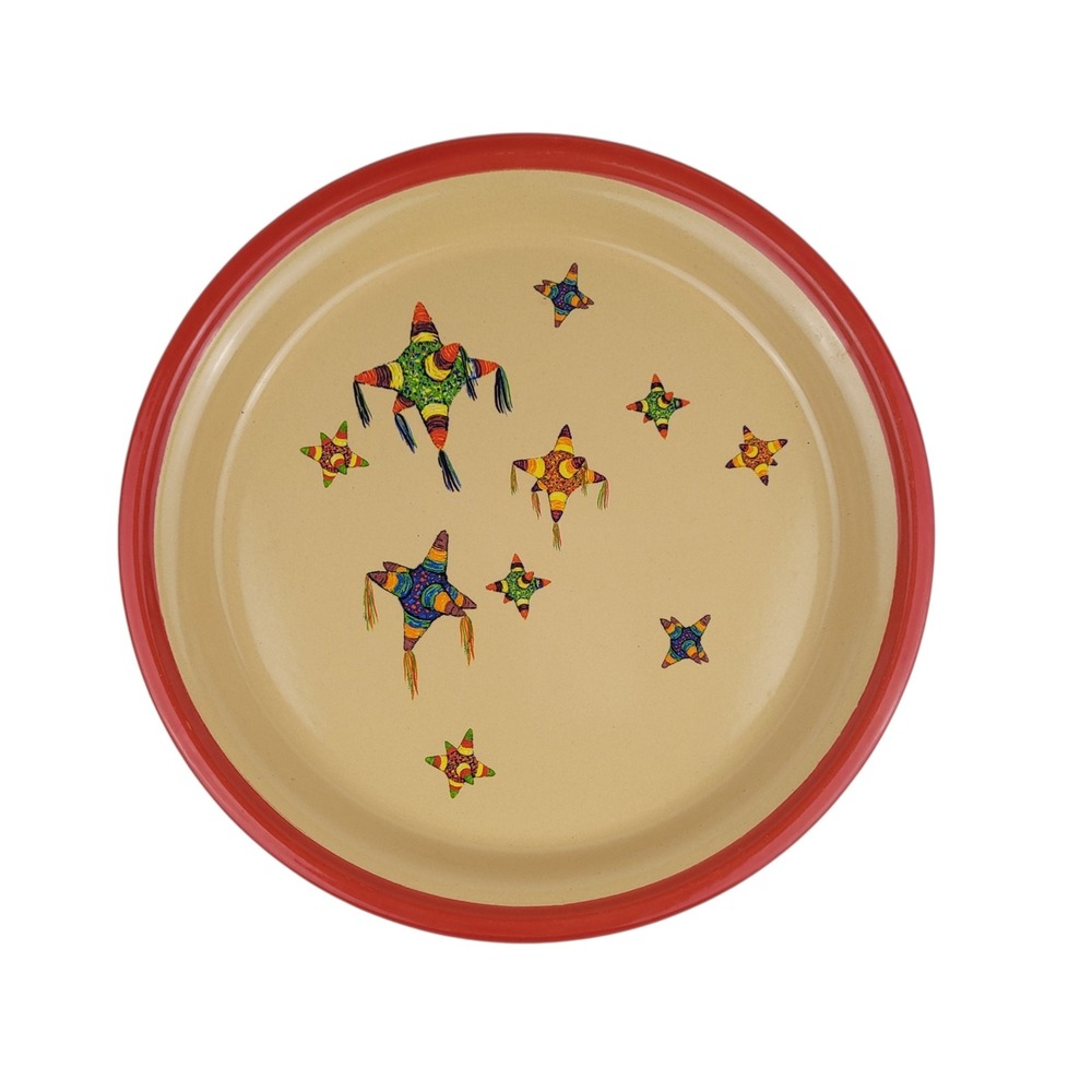 Marble Canyon Enamelware Serving Platter Pinata‎ Star Fiesta Red Rim 12.5 Inch
